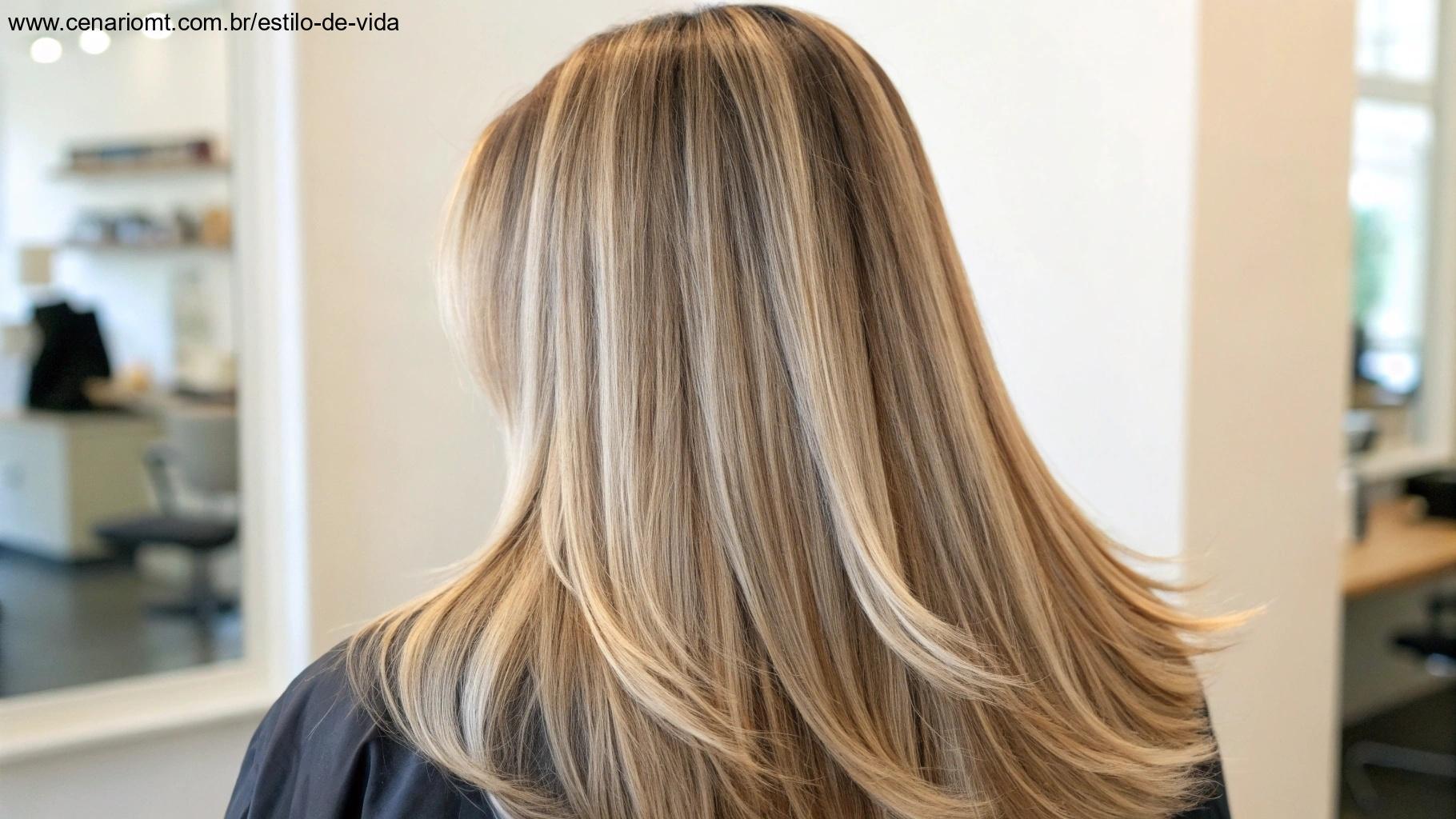 Corte em V com camadas nas pontas em cabelo longo