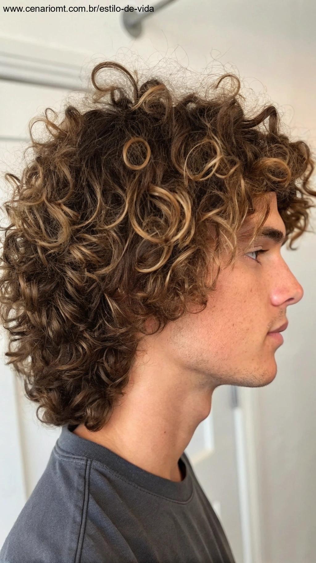 Corte shaggy moderno para cabelos cacheados