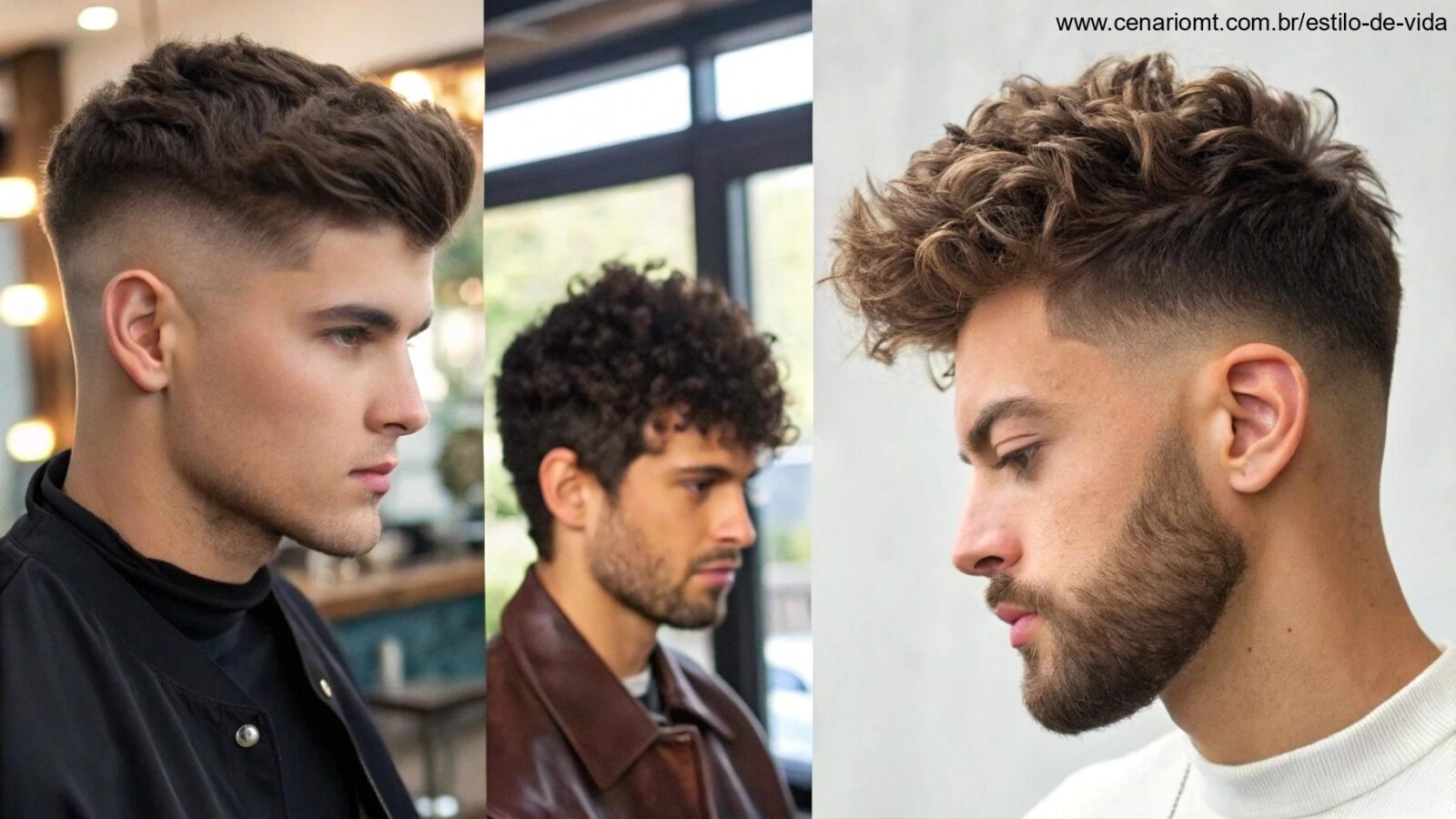 Montagem com cortes masculinos modernos em alta em 2024