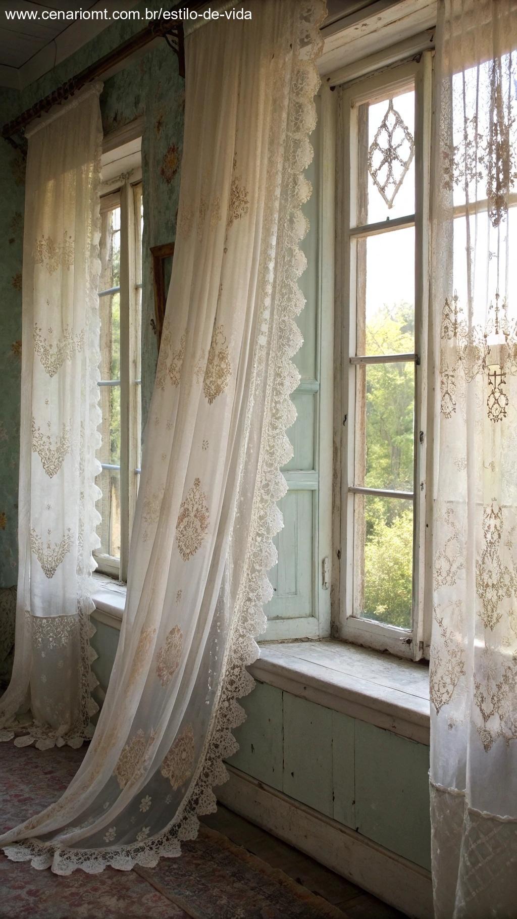 Cortinas de renda reaproveitada