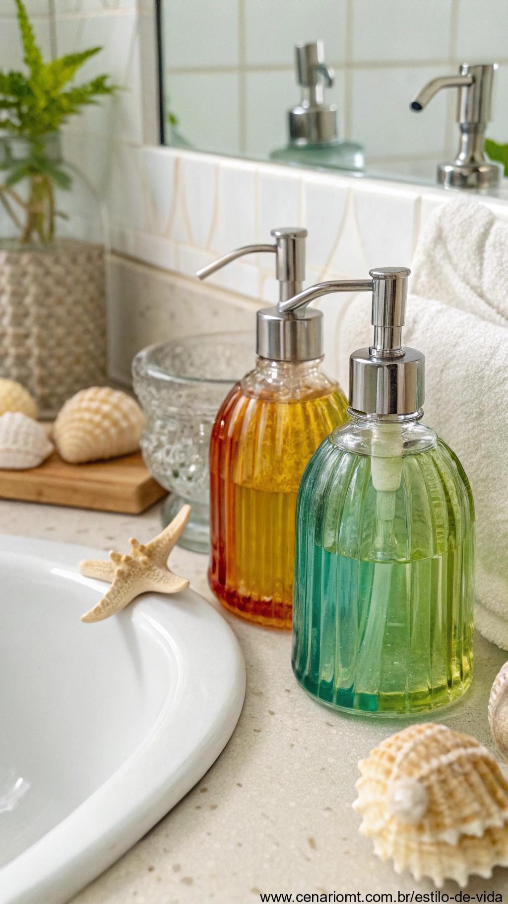 Dispenser para sabonete líquido feito com frascos de vidro
