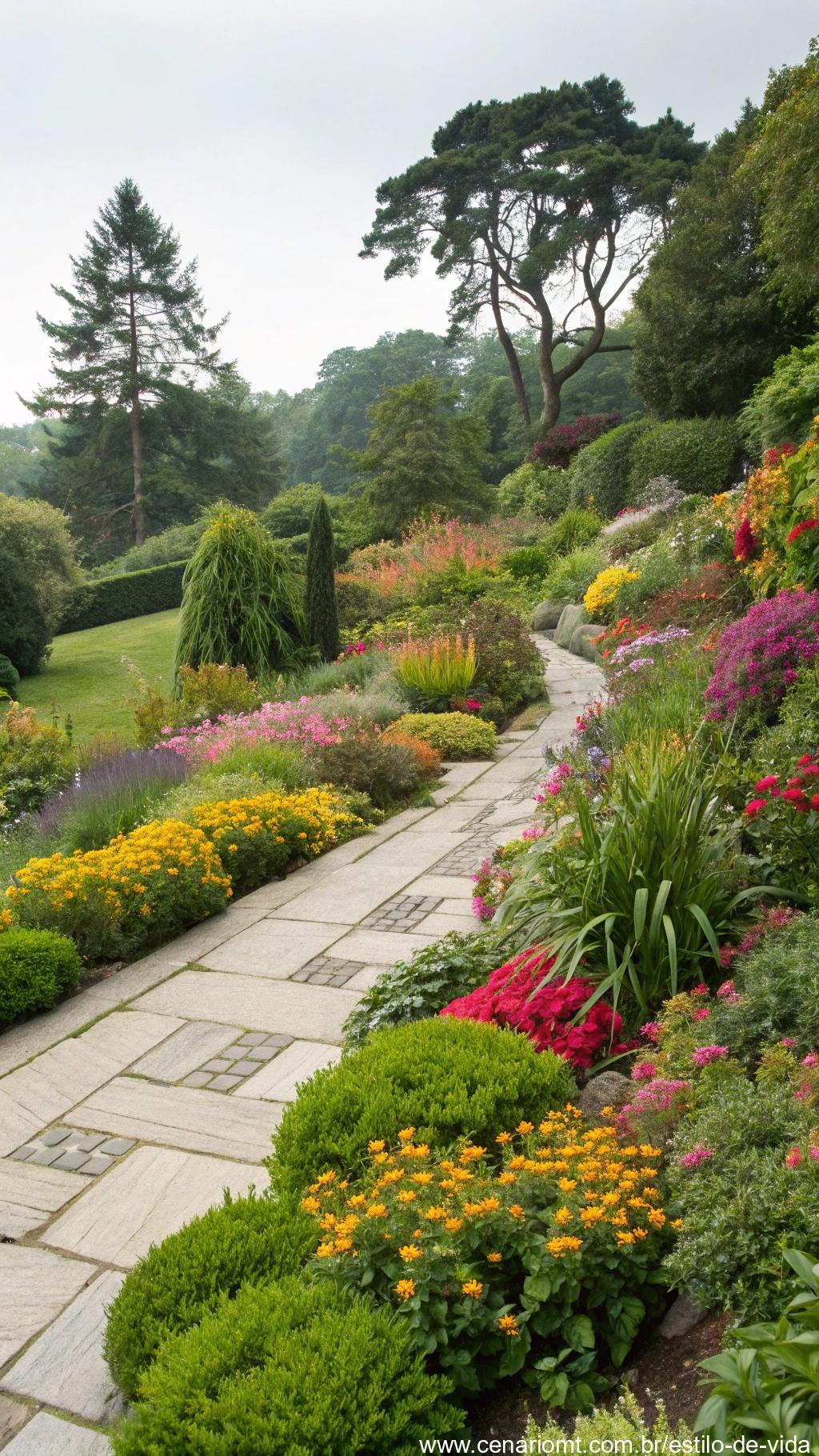 Jardim com plantas que florescem em épocas diferentes garantindo cor o ano todo