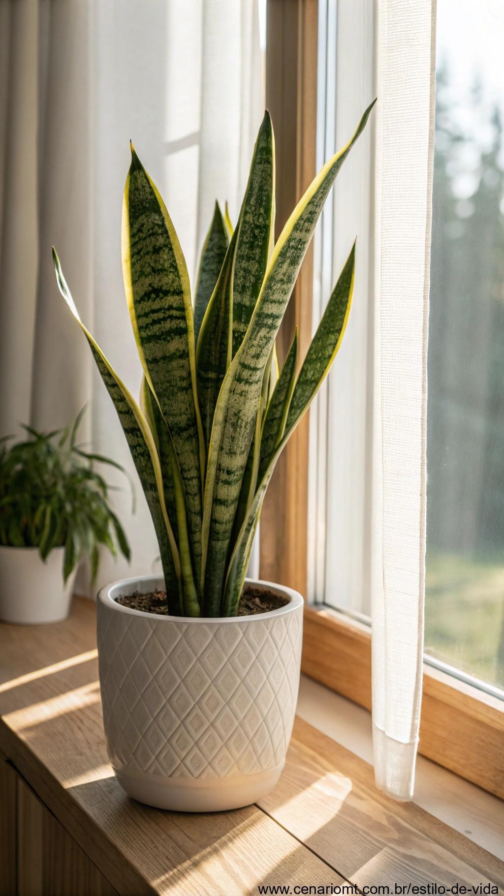 Espada-de-São-Jorge em um vaso decorativo em ambiente interno