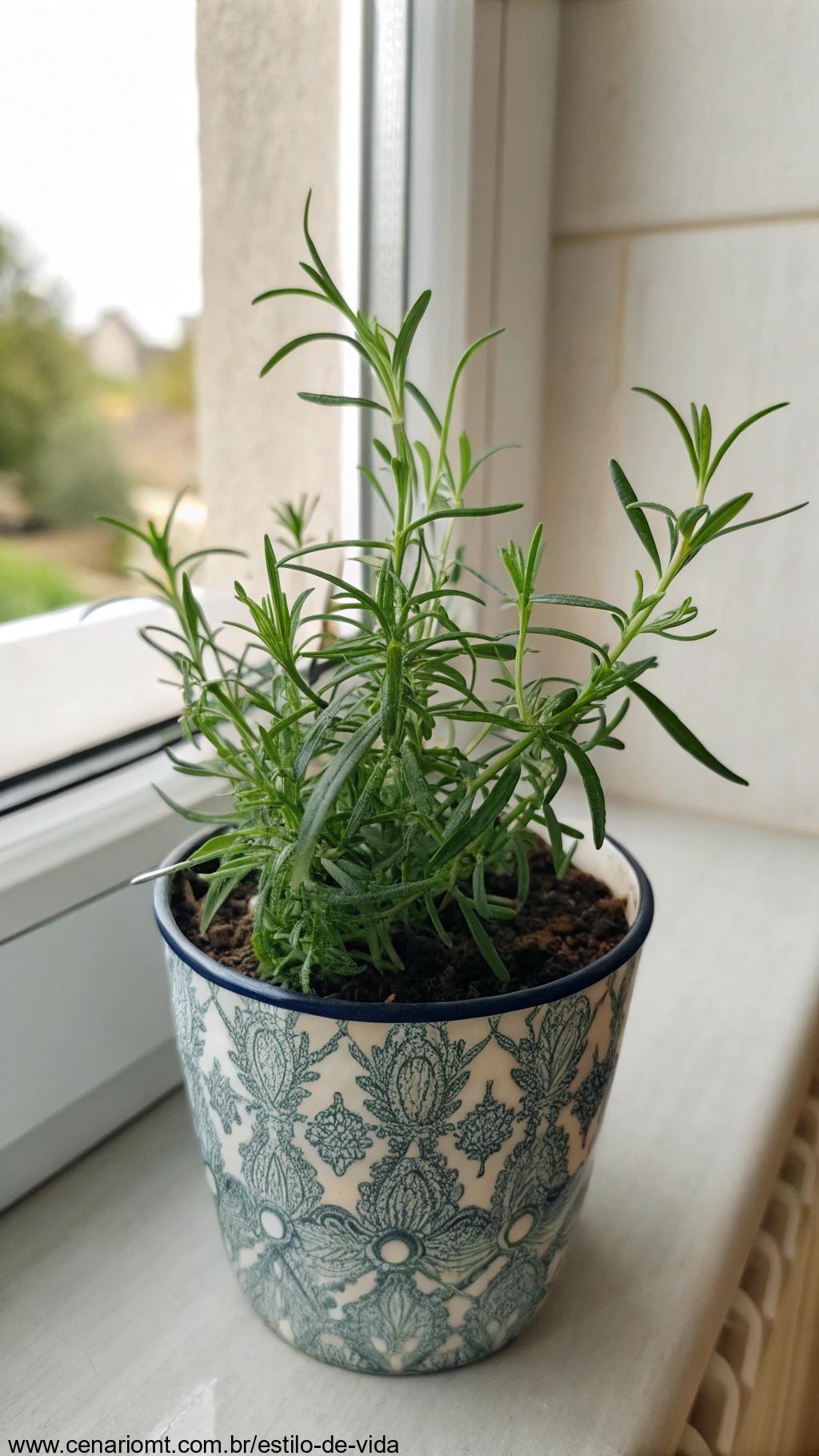 Estragão cultivado em vaso decorativo na cozinha