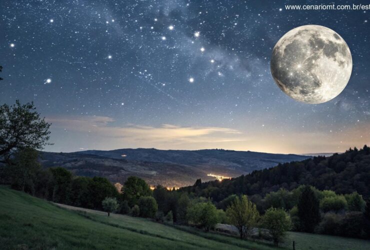 Fase da Lua hoje, domingo 13/04/2025, com destaque para a iluminação e influência lunar