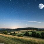 Céu noturno com a Lua Gibosa Minguante visível neste sábado, 19 de abril de 2025