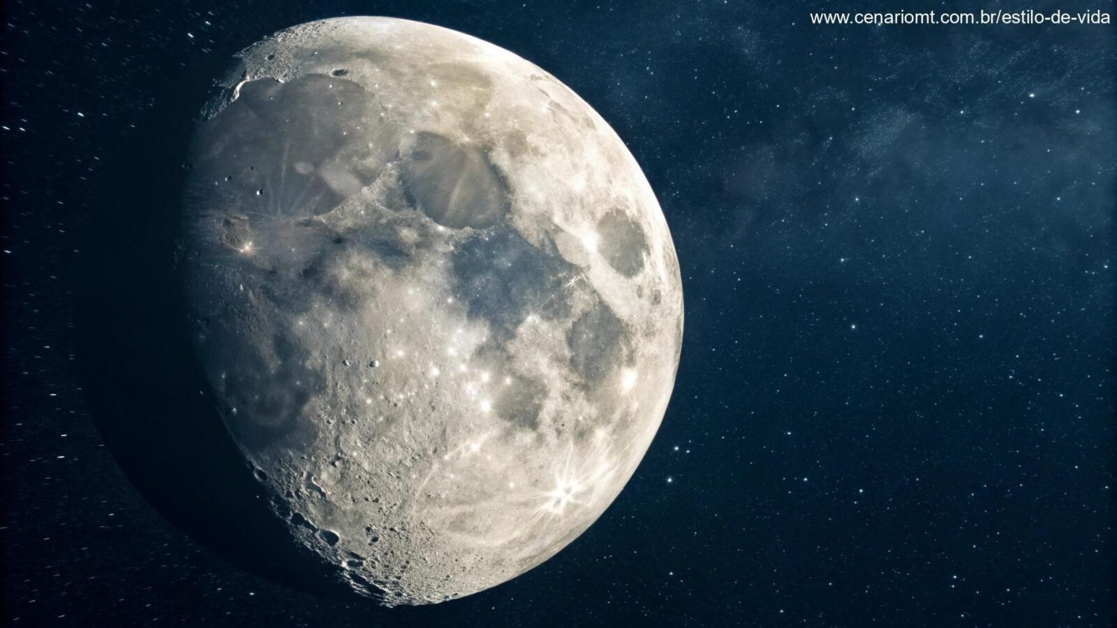 Lua gibosa crescente no céu noturno