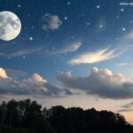 Céu noturno com lua gibosa crescente em uma sexta-feira