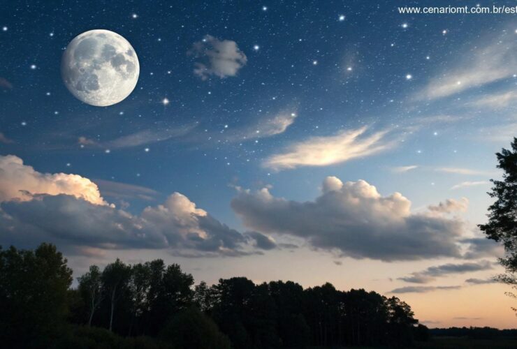 Céu noturno com lua gibosa crescente em uma sexta-feira