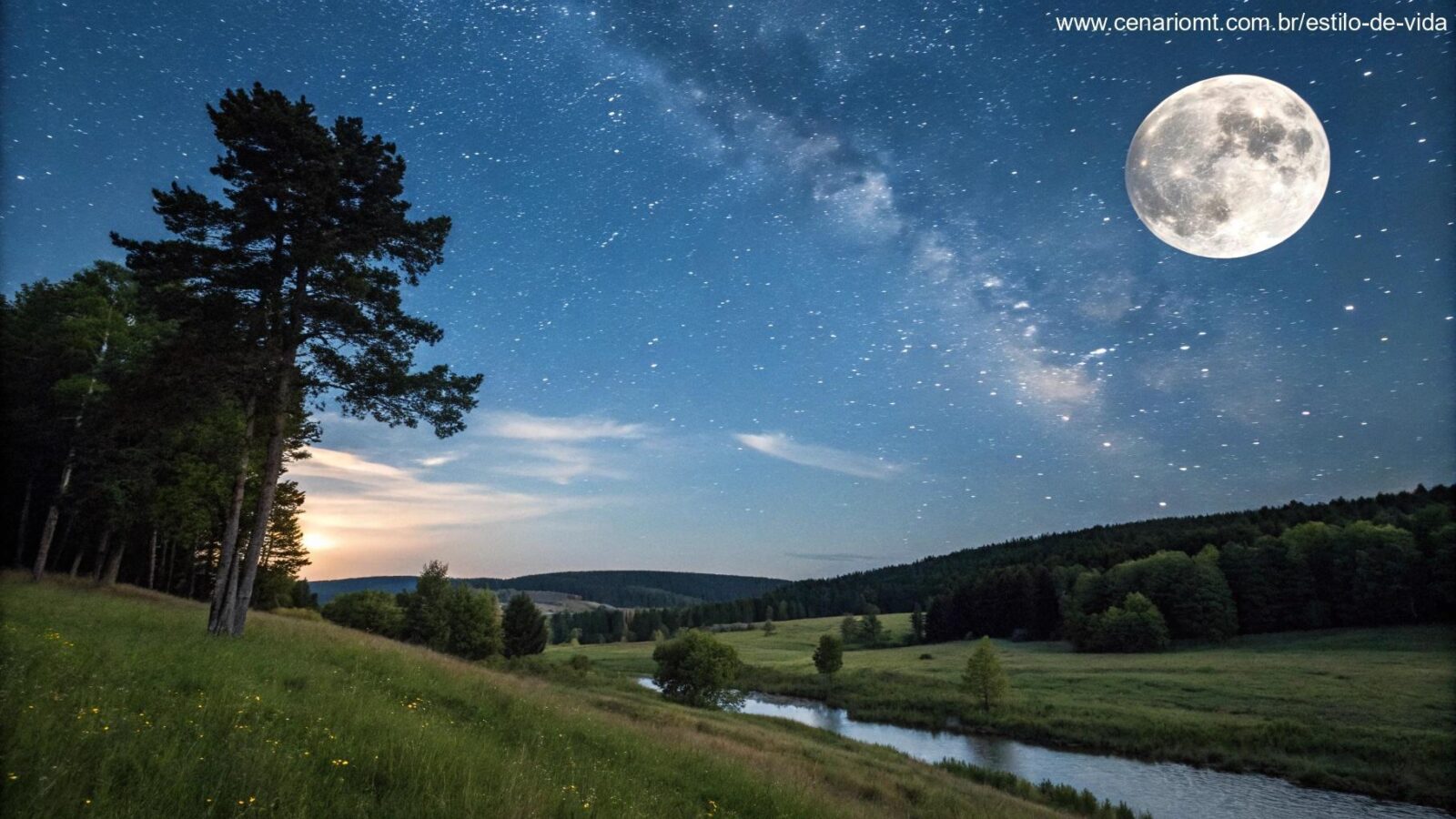 Fase da Lua hoje terça-feira 08/04/2025 com céu limpo e estrelado