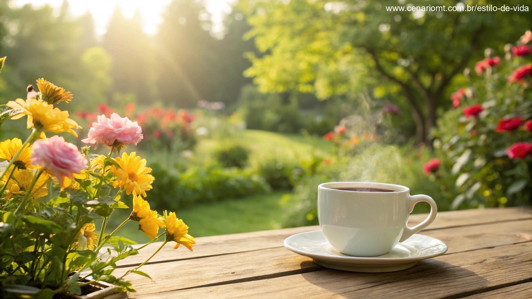 Frases especiais para o domingo com flores e café