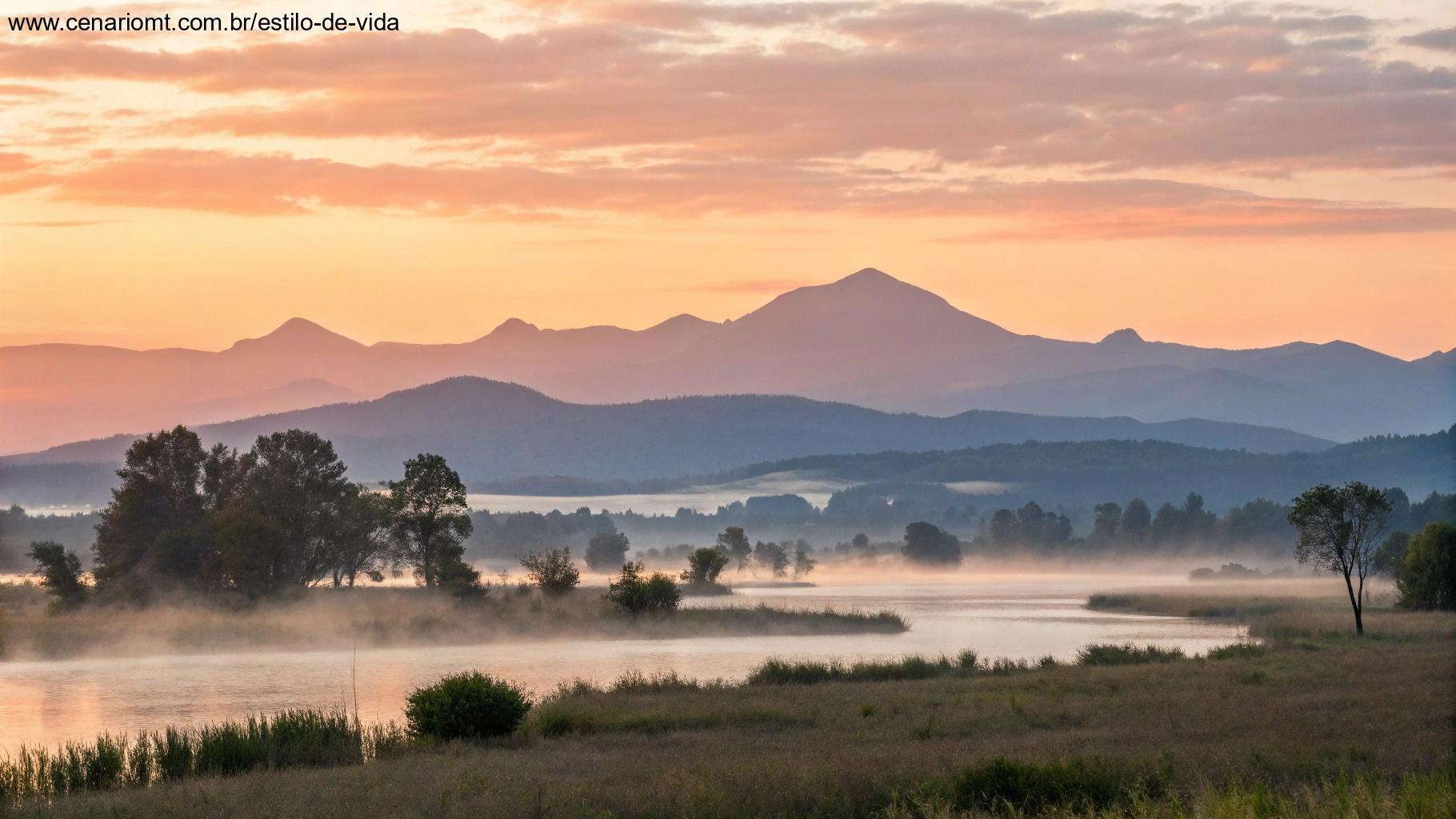 Nascer do sol sobre paisagem calma e inspiradora