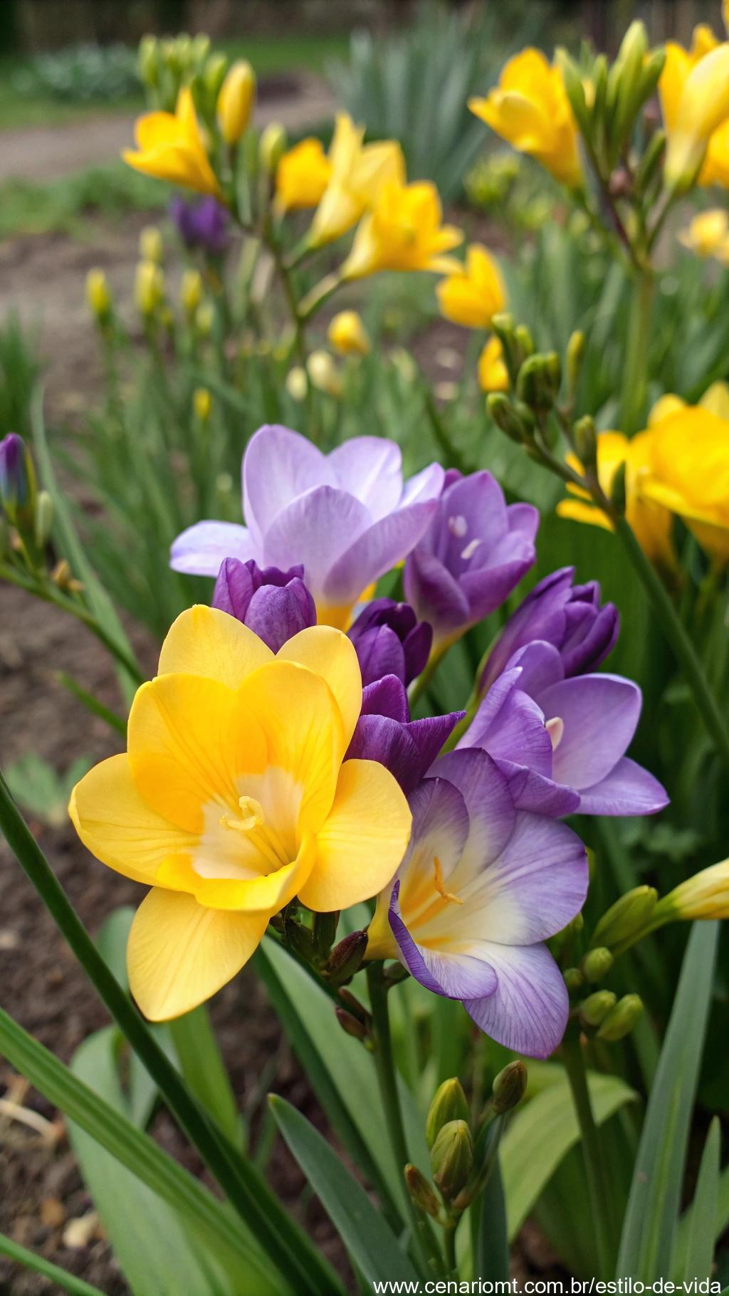 Freesia colorida em destaque