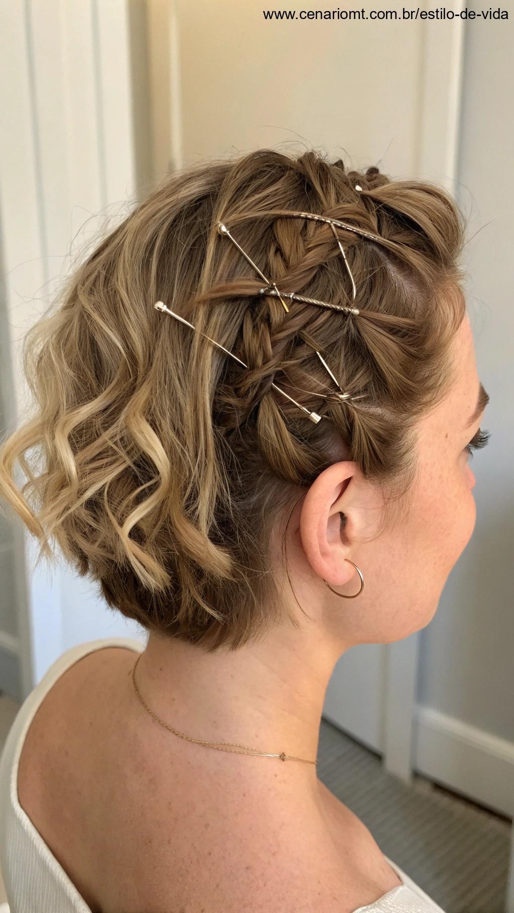 Grampo cruzado em cabelo curto