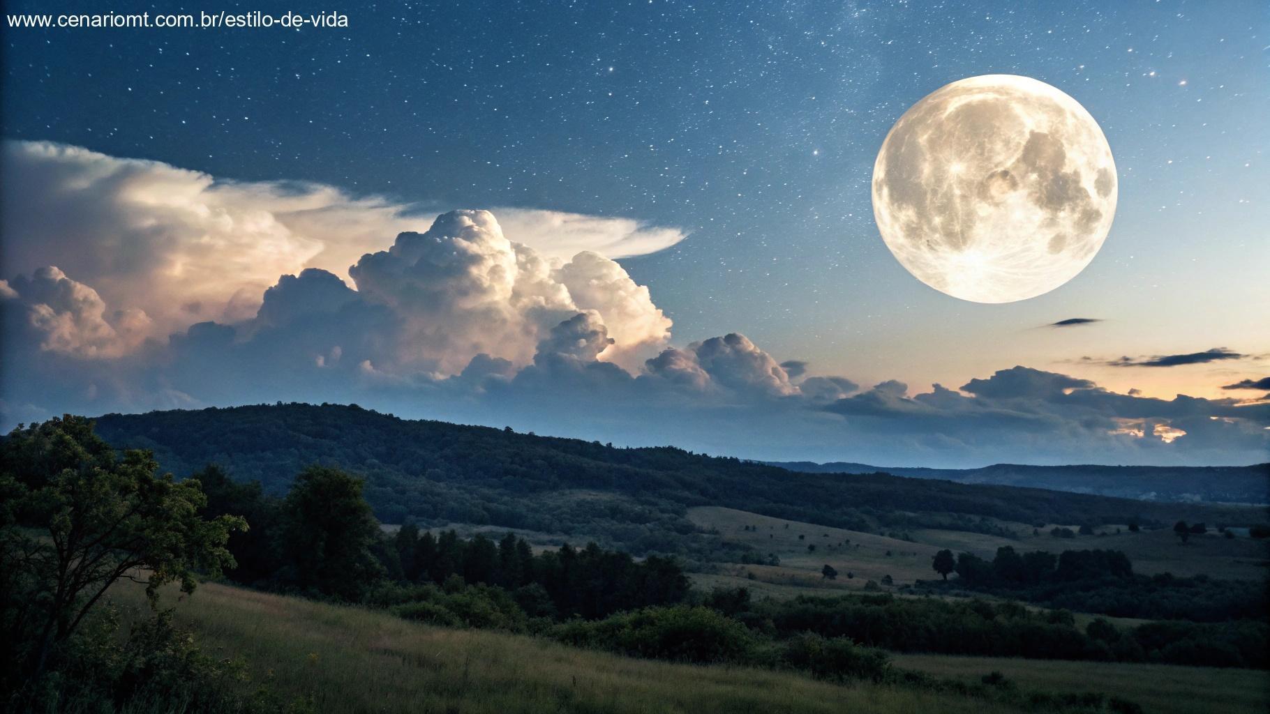 Iluminação da lua influenciando o céu