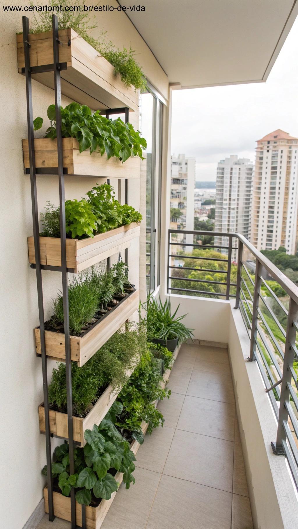 Jardim vertical feito com caixas de sapato