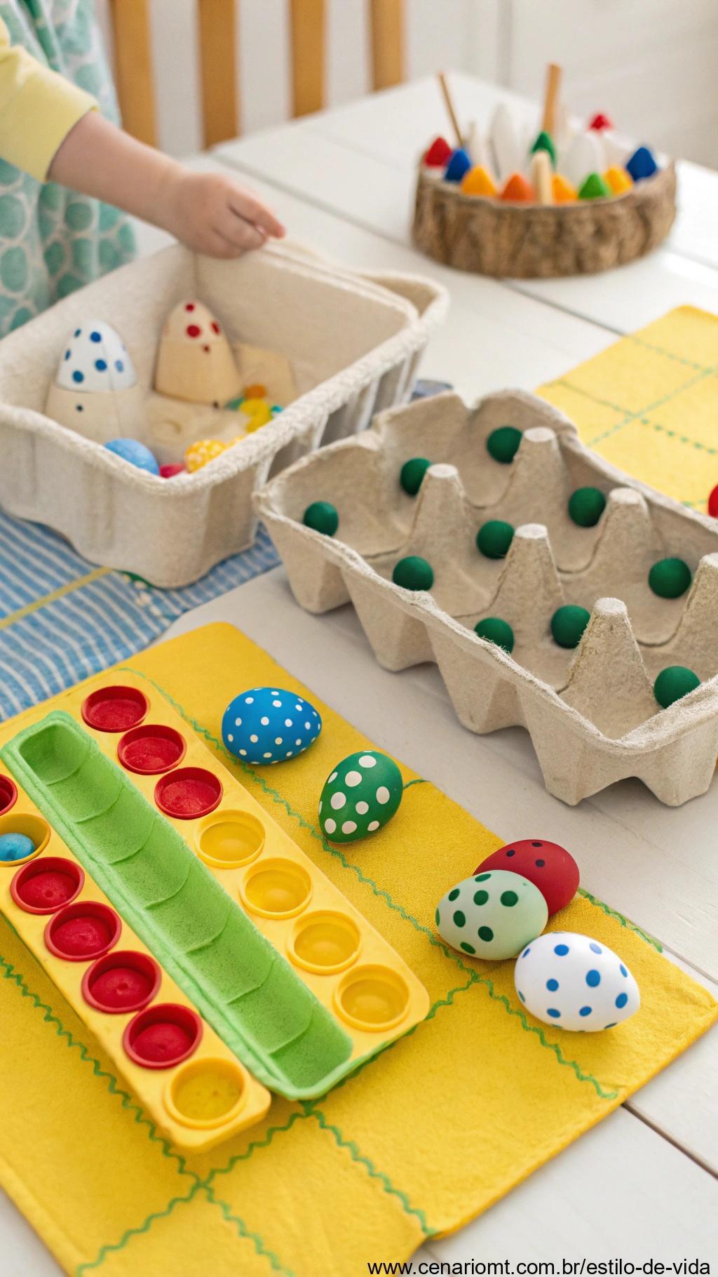 Jogos educativos caseiros para crianças feitos com caixas de ovos