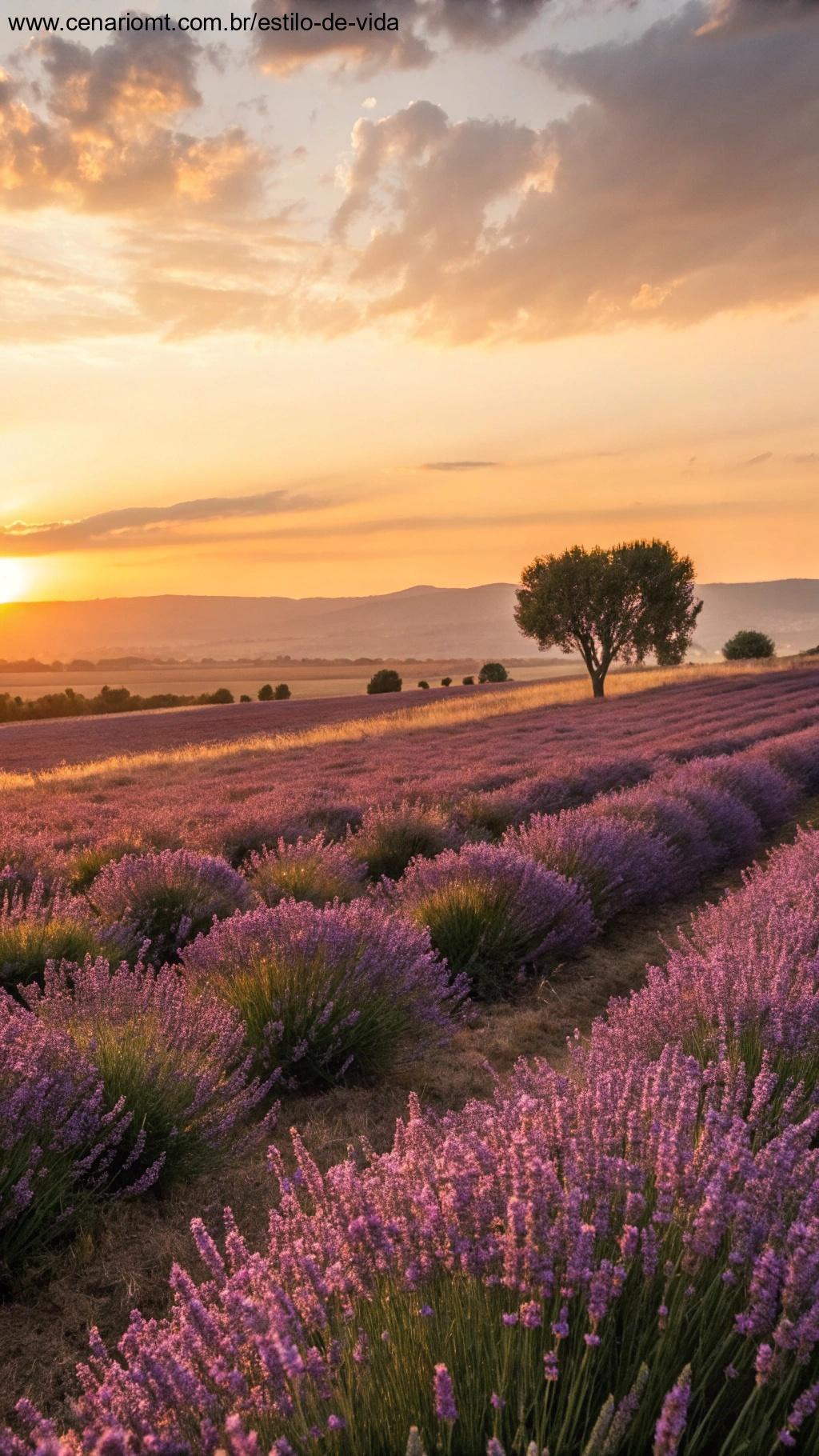 Campo de lavanda ao entardecer