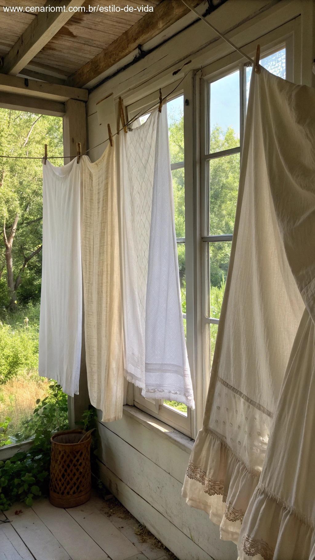 Lençóis antigos como cortinas leves