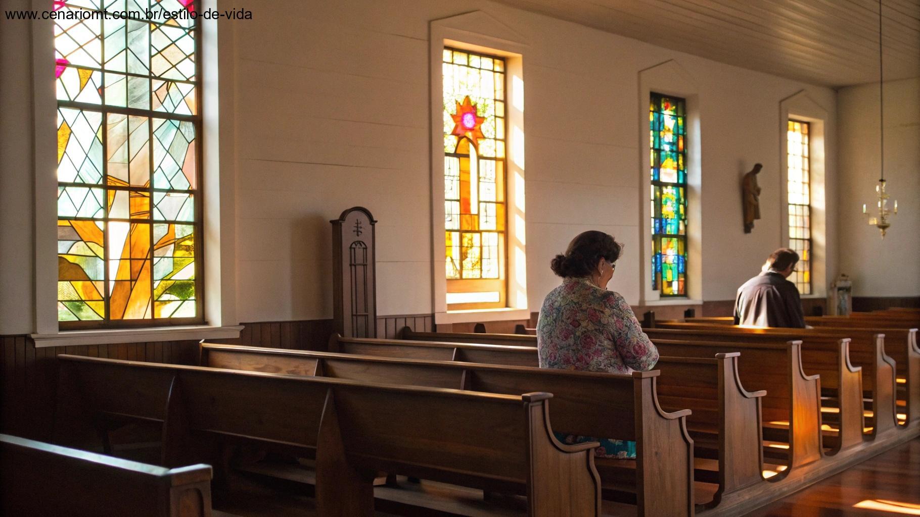 Imagem de interior de igreja com luz suave pela manhã