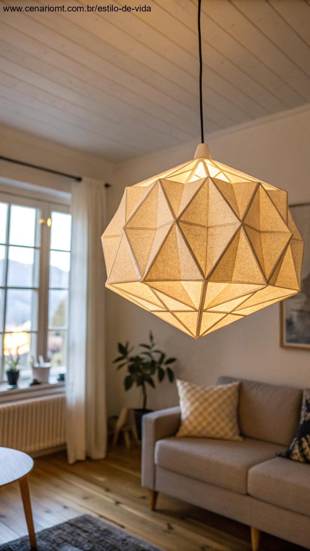 Luminária geométrica pendurada no teto em estilo escandinavo