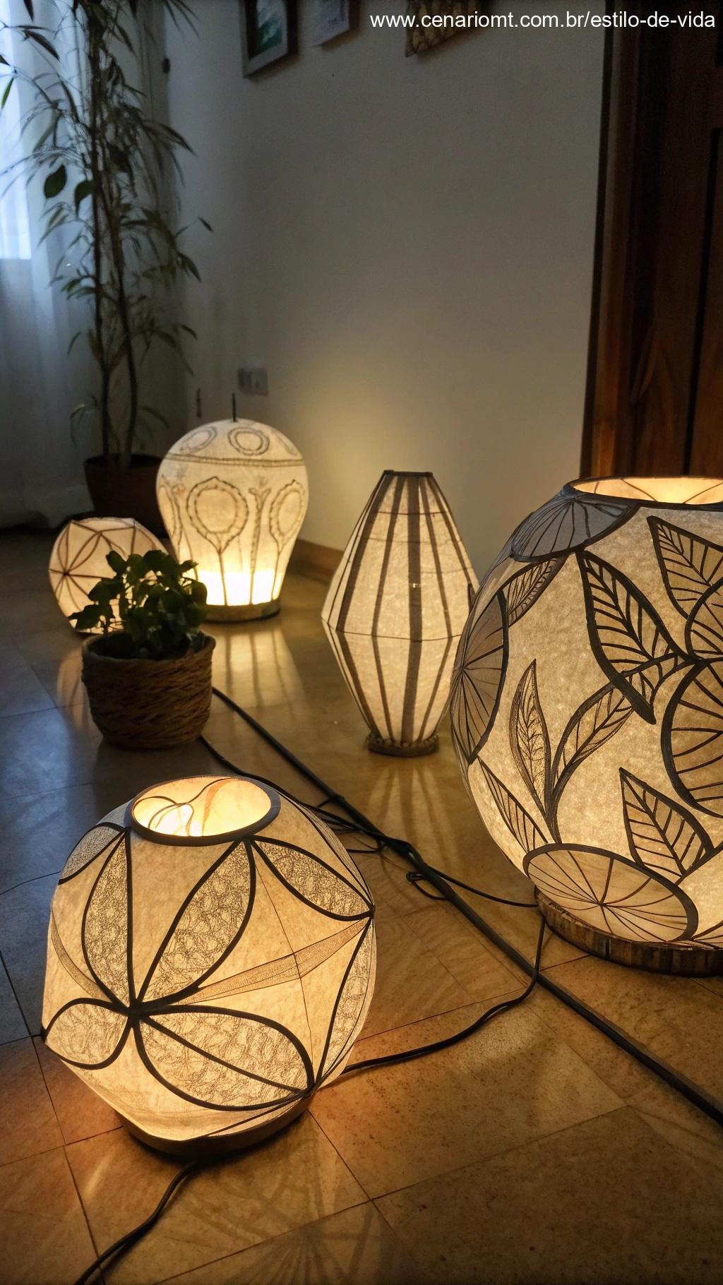 Luminárias artesanais com luz LED