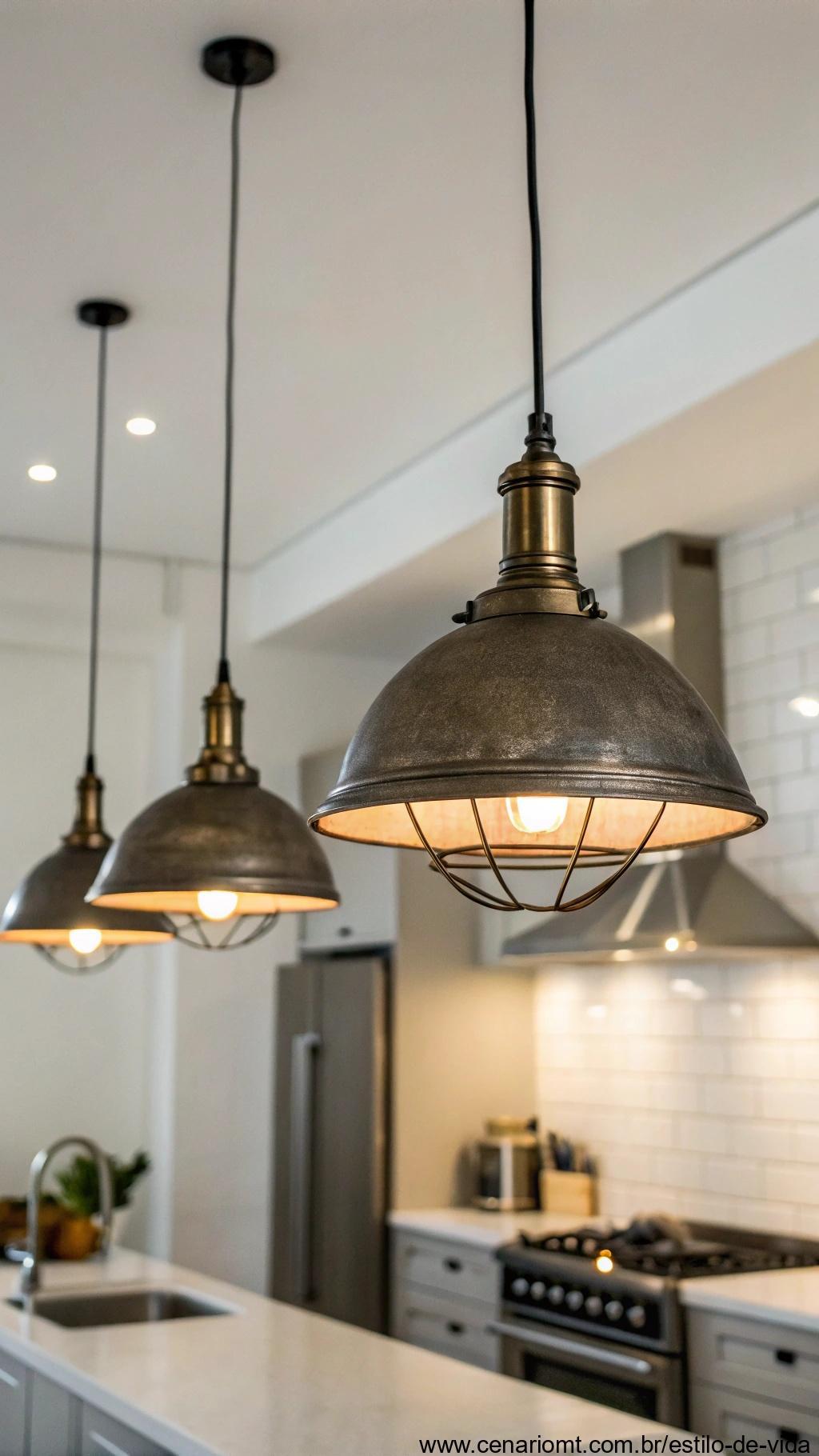 Luminárias pendentes com visual industrial moderno