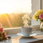 Mensagem de bom dia com carinho para quarta-feira 23/04/2025, com uma cena acolhedora e ensolarada