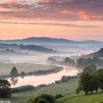 Imagem tranquila e inspiradora para dar as boas-vindas ao dia, com cores suaves e uma atmosfera calma, simbolizando um novo começo e energia positiva para a semana