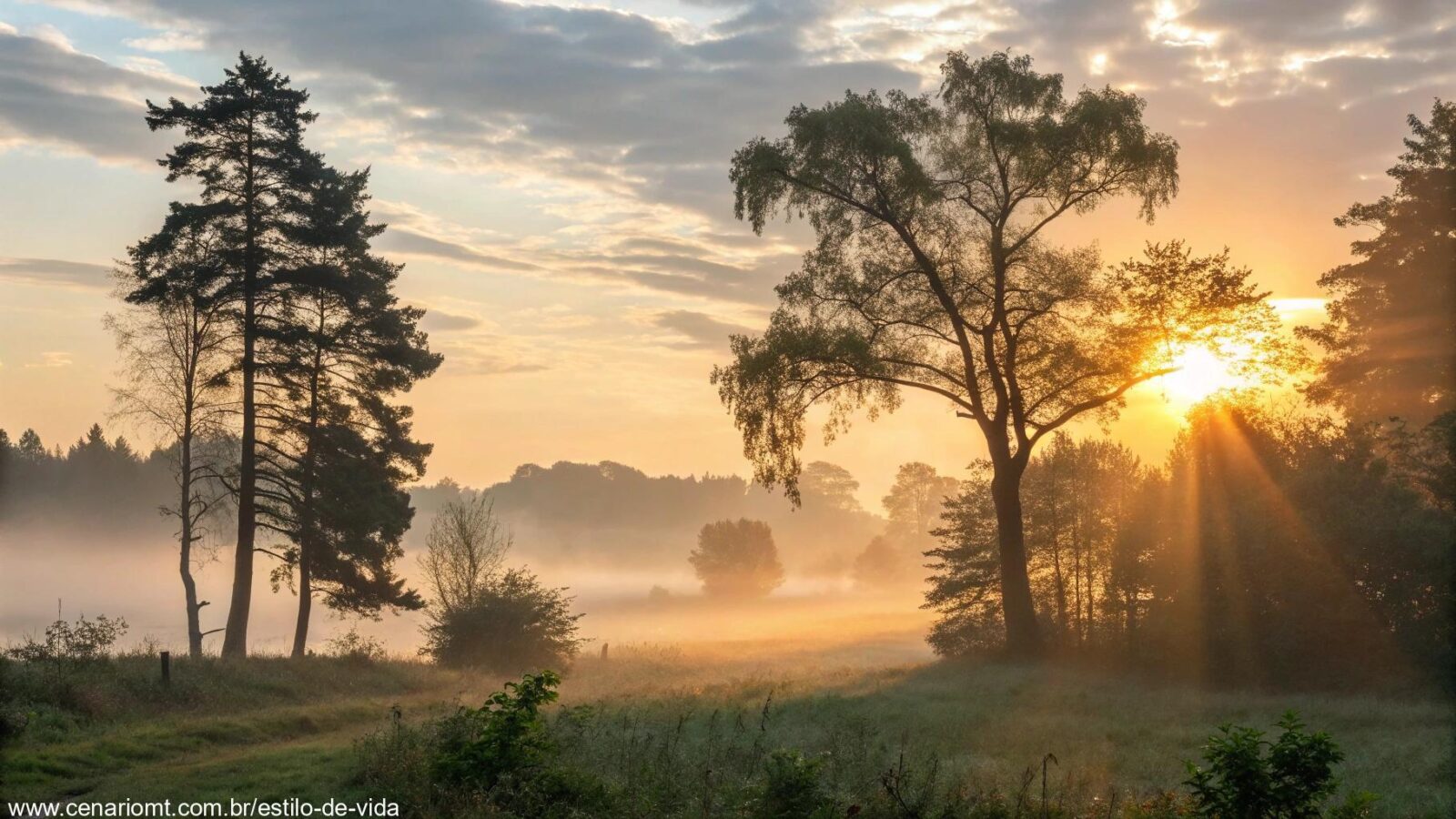 Imagem de amanhecer sereno e esperançoso para o sábado.