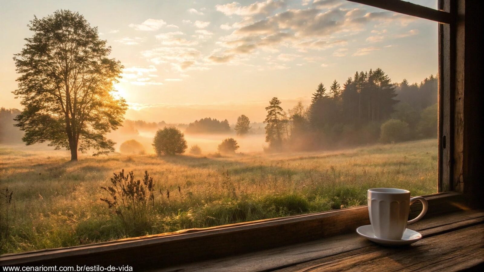 Imagem de um nascer do sol sereno em uma manhã de quarta-feira com atmosfera inspiradora