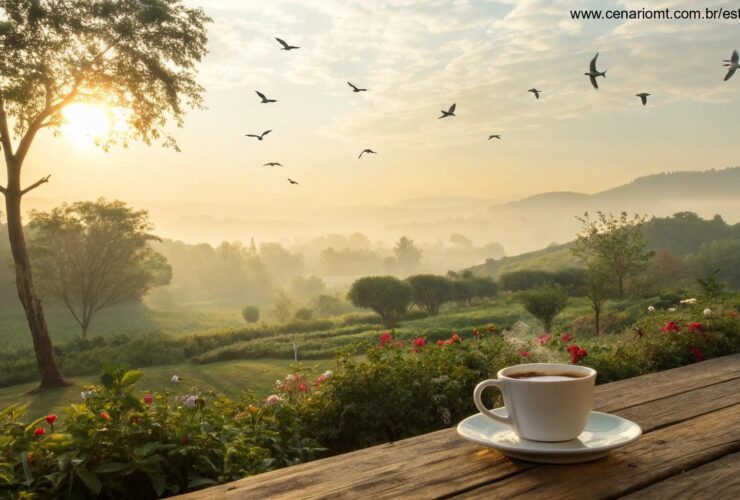 Paisagem serena de sábado de manhã com luz suave do amanhecer