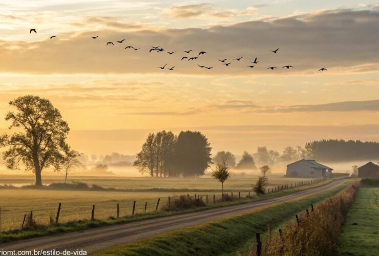 Paisagem de campo ao amanhecer simbolizando energias renovadas para a segunda-feira de Tiradentes