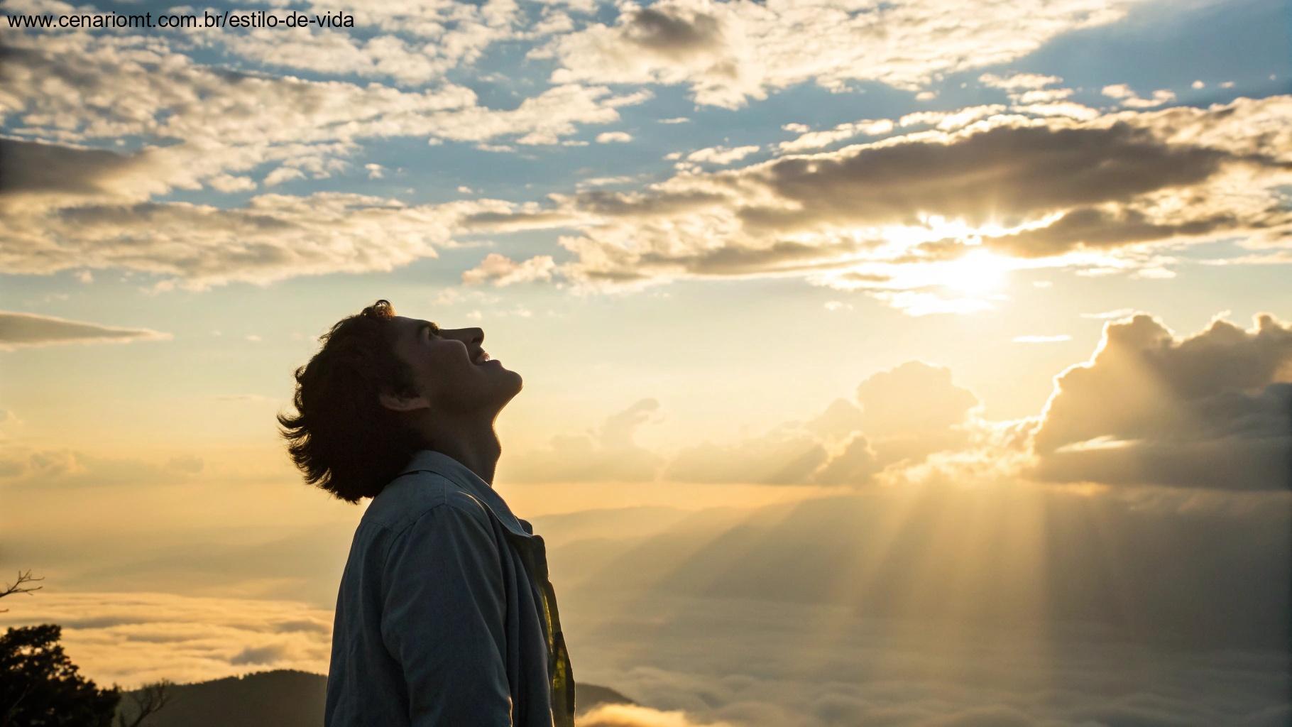 Imagem de fé e esperança com luz surgindo entre as nuvens