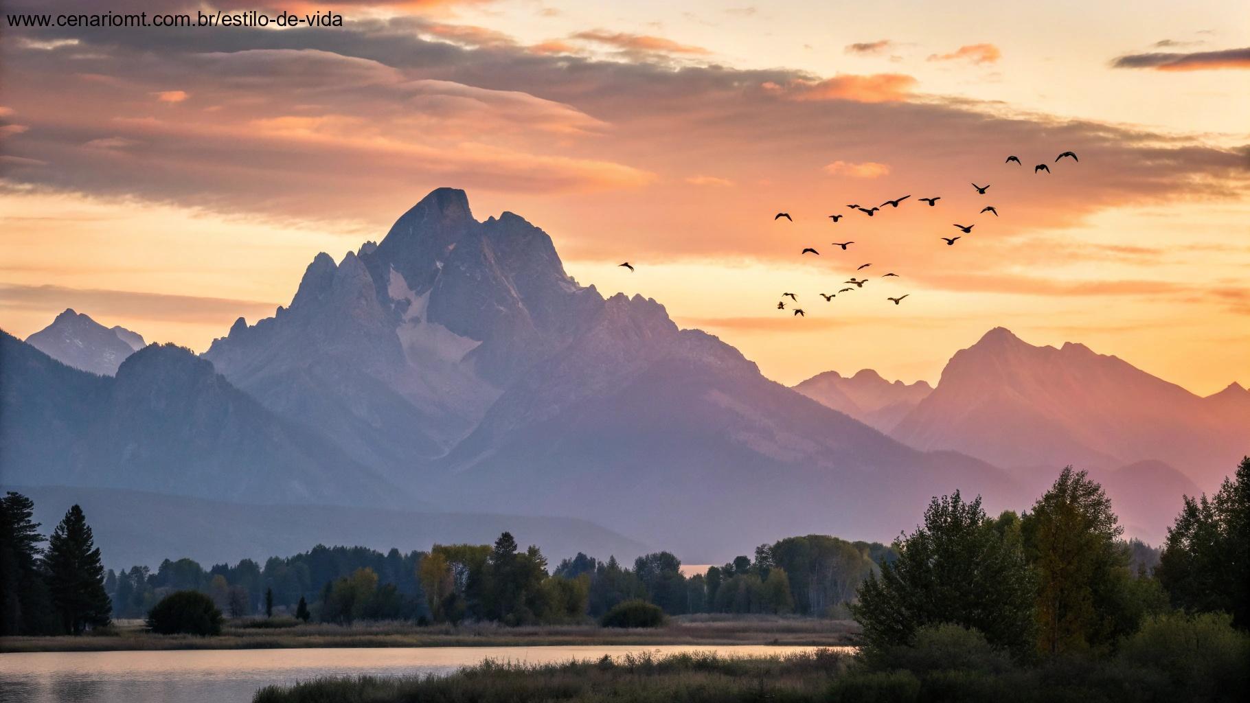 Amanhecer abençoado de domingo nas montanhas