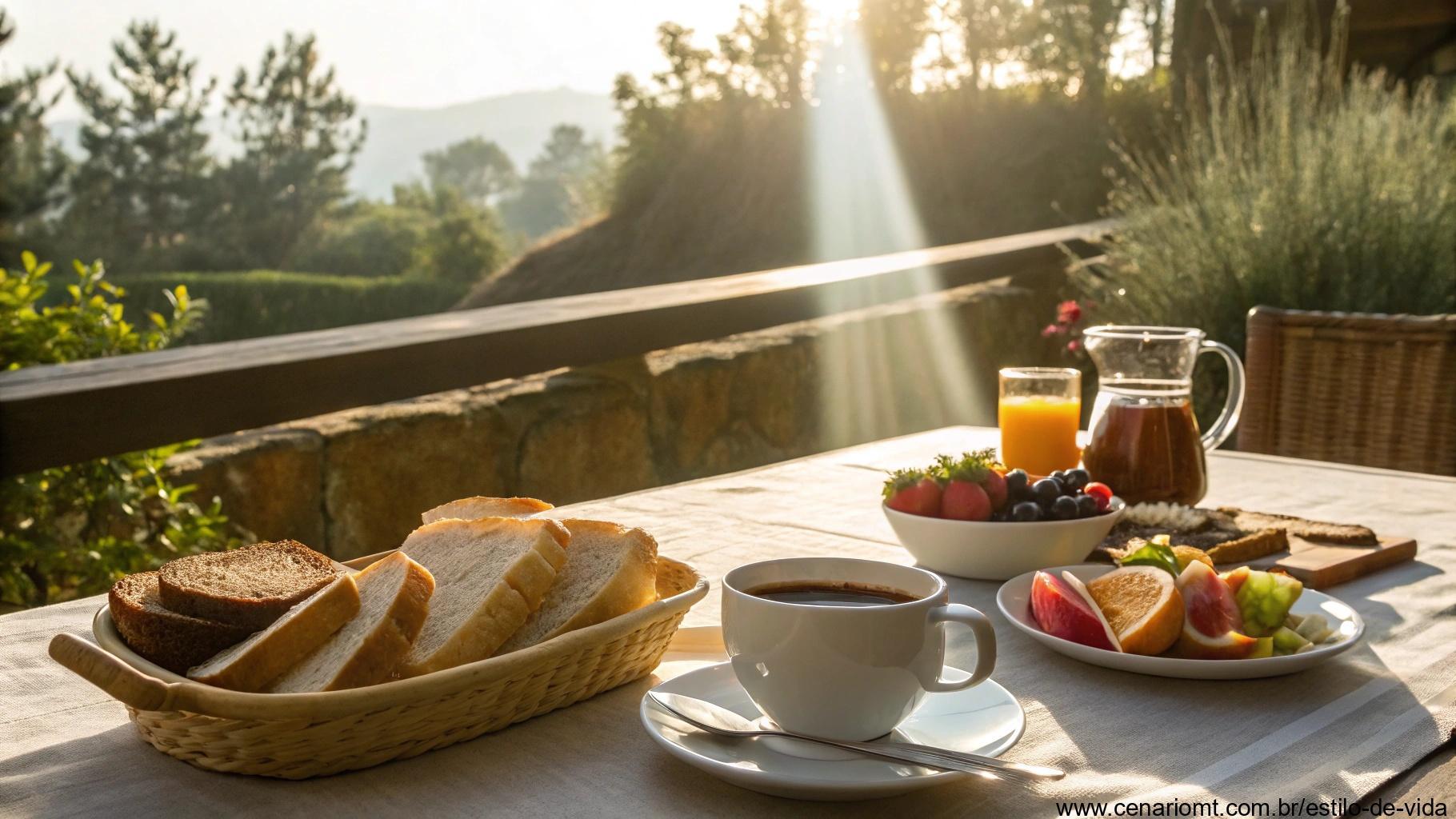 Mesa de café da manhã ao ar livre transmitindo gratidão pelo sábado