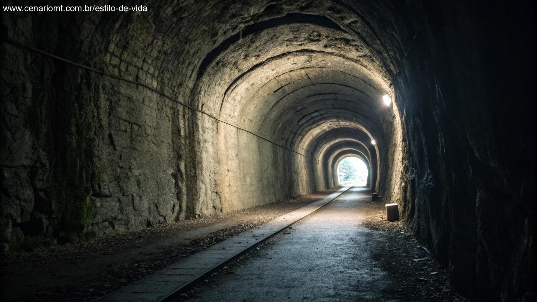 Túnel escuro com luz visível ao final, representando obstáculos à confiança plena