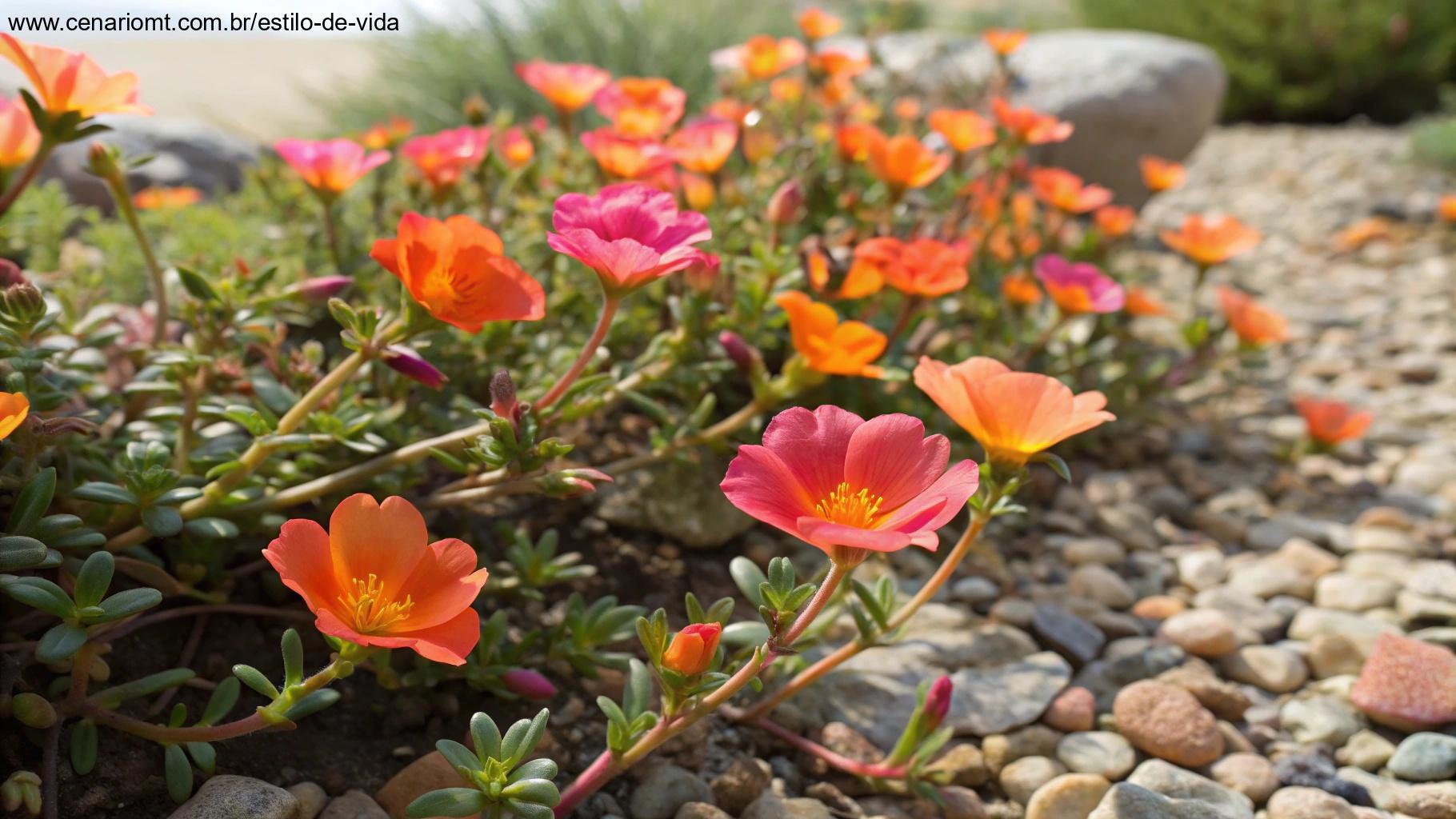 Flores de onze-horas em um jardim ensolarado
