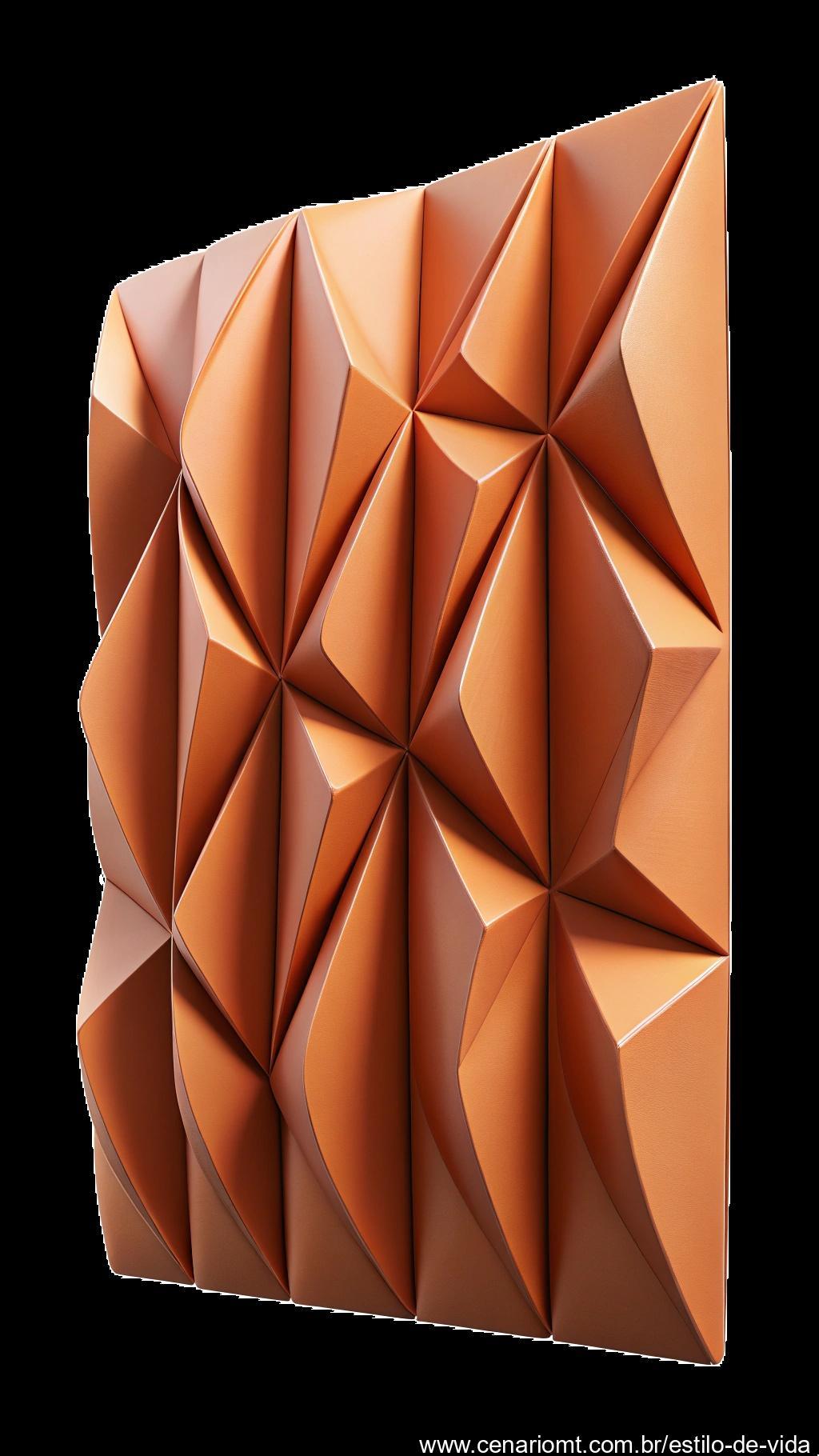 Painel de parede criativo com designs de papel dobrado, transformando materiais simples em uma peça de arte impressionante.