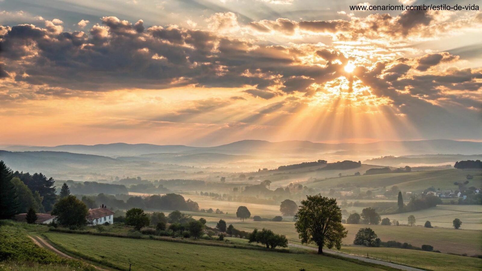 Paisagem ao nascer do sol representando força e esperança