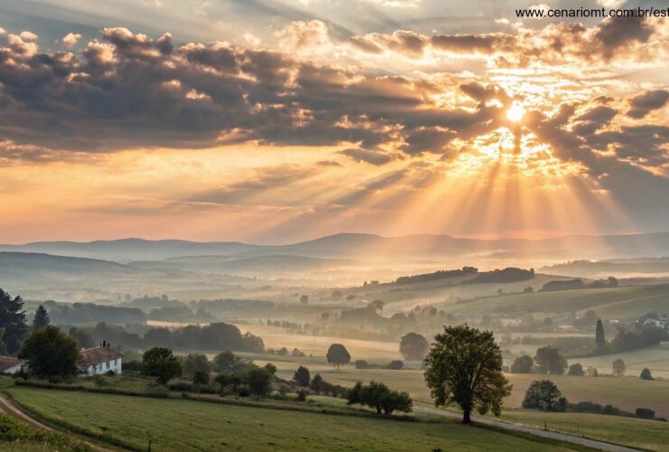 Paisagem ao nascer do sol representando força e esperança