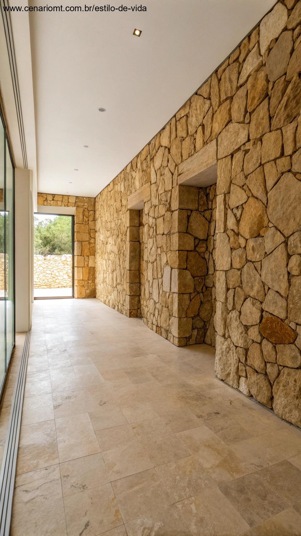 Revestimento com pedras naturais em ambiente interno