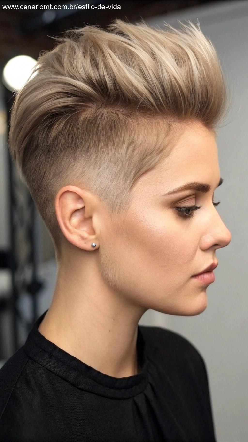 Corte pixie com topo alongado
