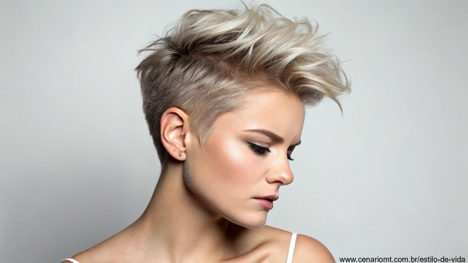 Pixie moderno com volume concentrado no topo