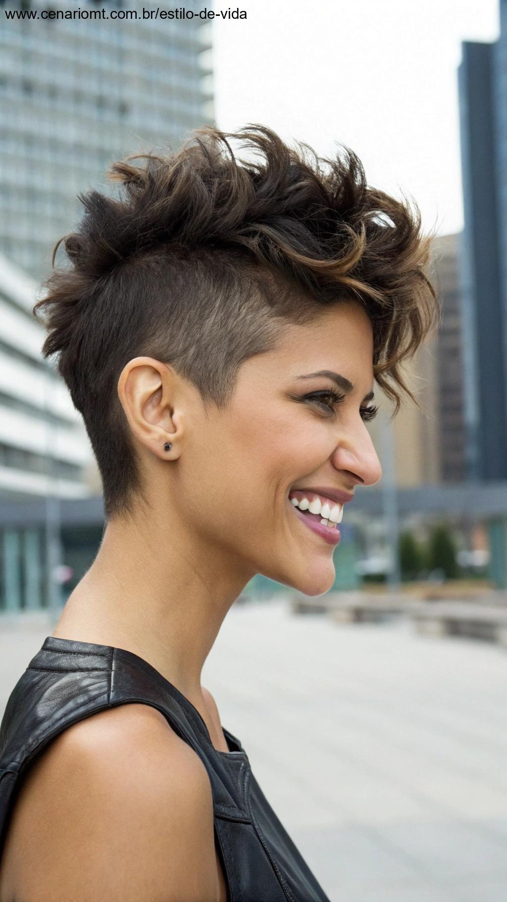 Pixie texturizado com franja irregular em estilo moderno