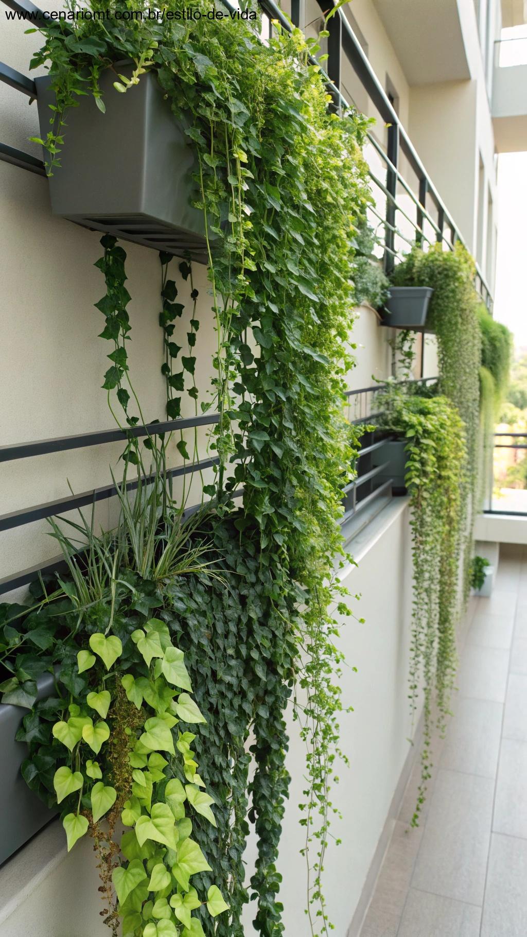 Plantas pendentes decorando varanda com altura valorizada