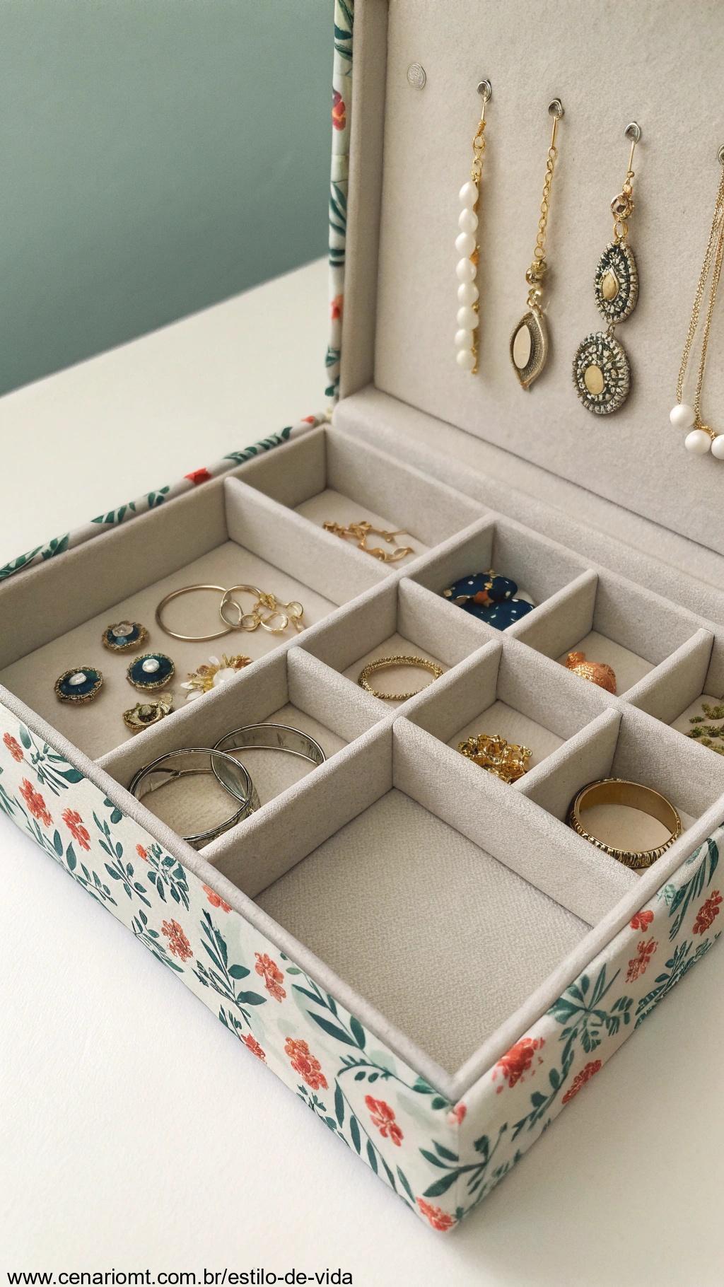 Porta-bijuterias feito com estilo usando caixas reaproveitadas