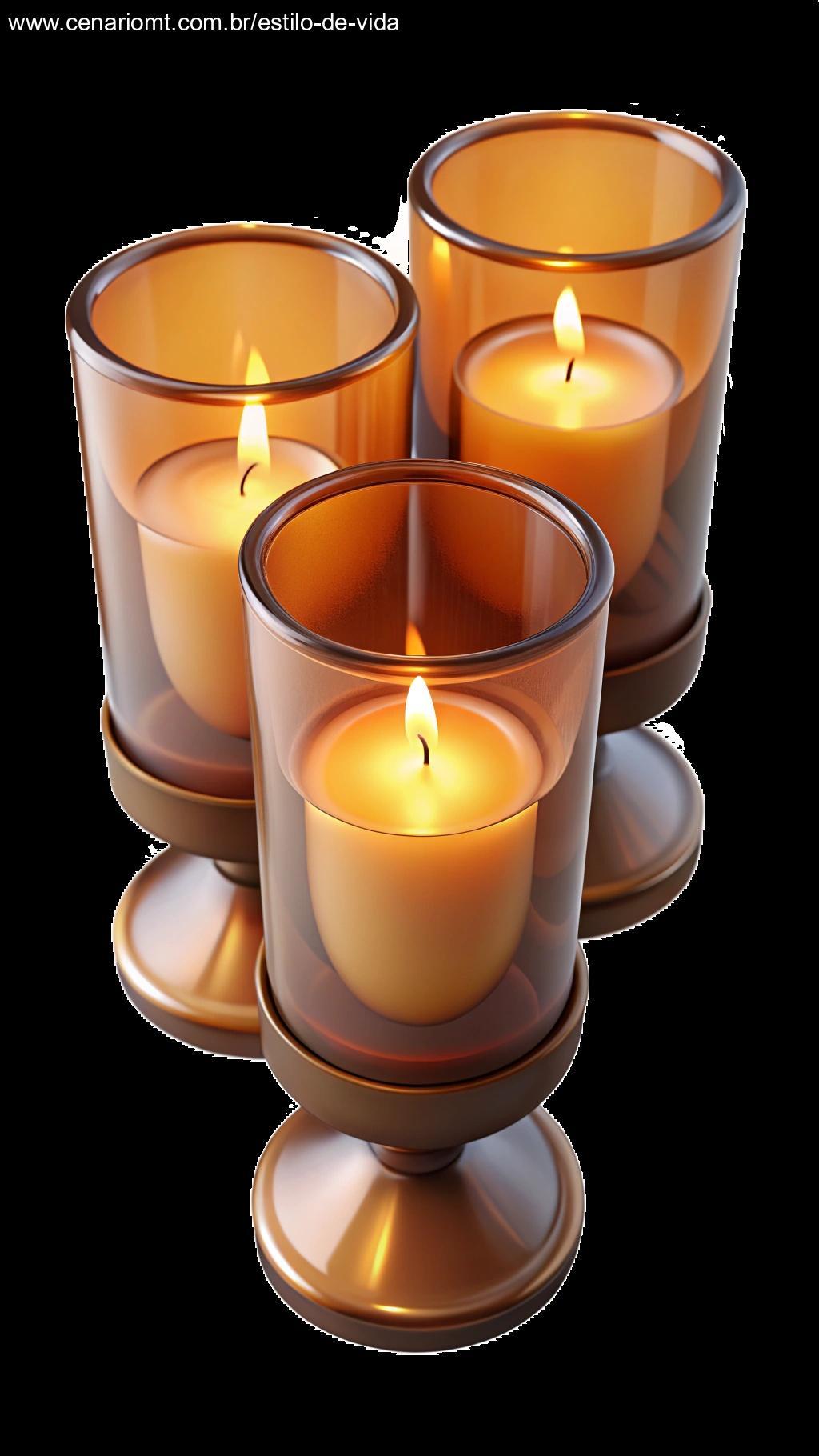 Porta-velas decorativo feito com copo de vidro