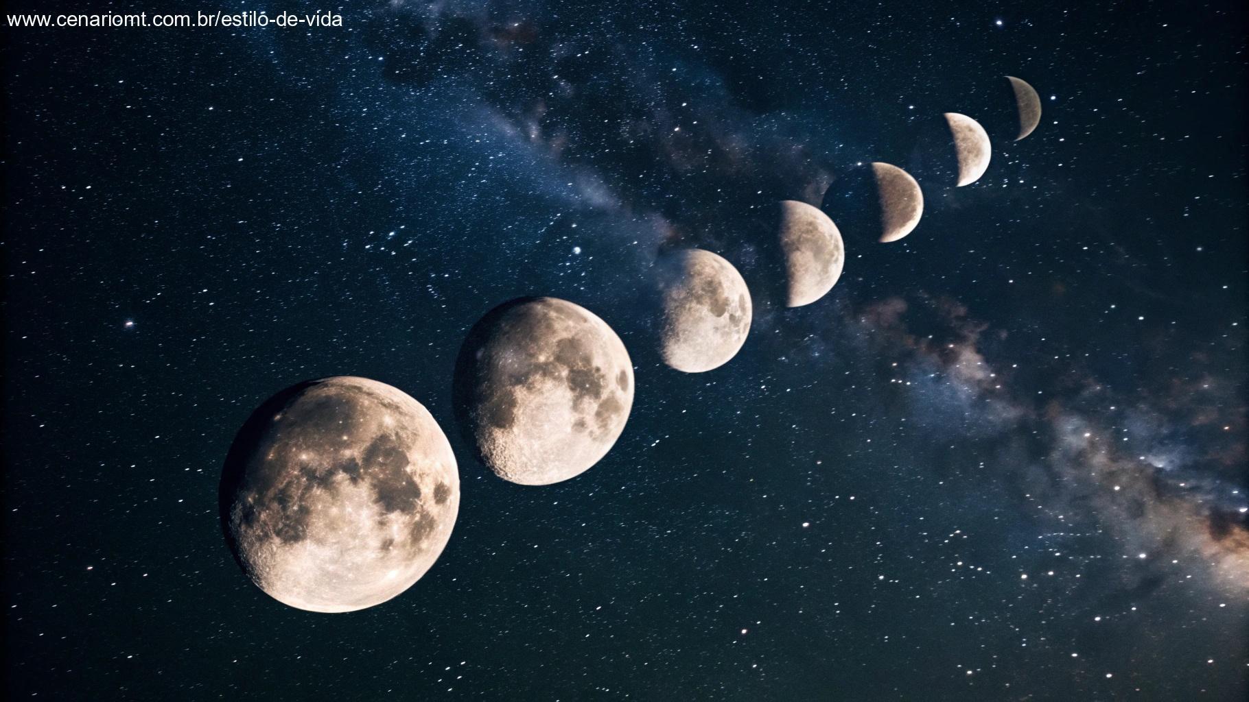 Sequência artística das próximas fases lunares até a Lua Cheia