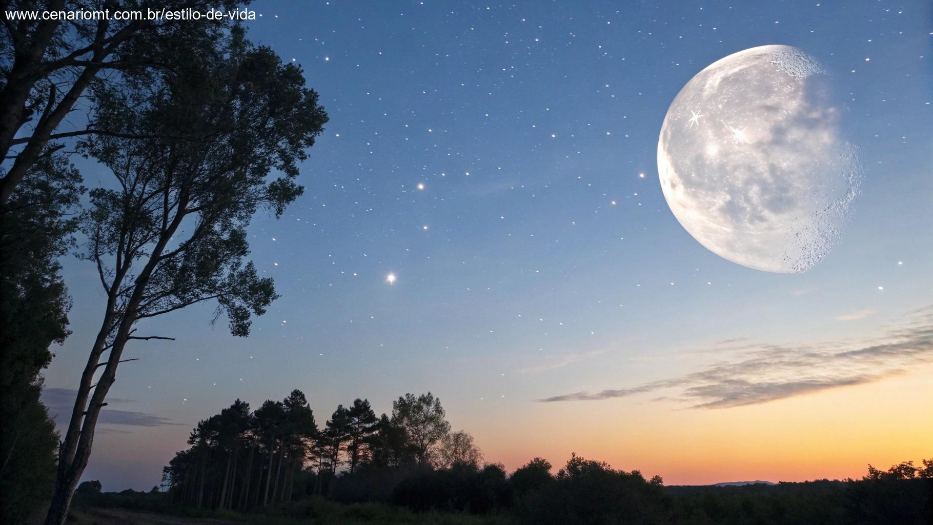Visualização clara da fase da Lua no céu de 11 de abril